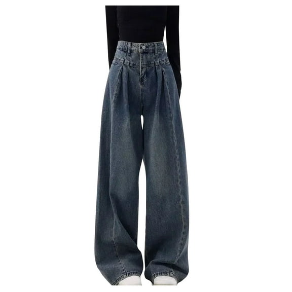Womens Jeans High Waisted Tymmy Control Parachute Denim Pants Fashion Y2k Streetwear Summer Baggy Wide Leg Slacks