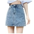 thumbnail image 1 of Womens Jeans Ladies Denim Half Length Plus Size Hip Slimming Skirt Blue Pants Sizes S, 1 of 5