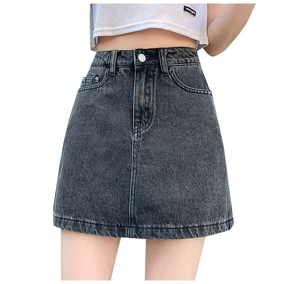 Womens Jeans Ladies Denim Half Length Plus Size Hip Slimming Skirt Grey Pants Sizes XL