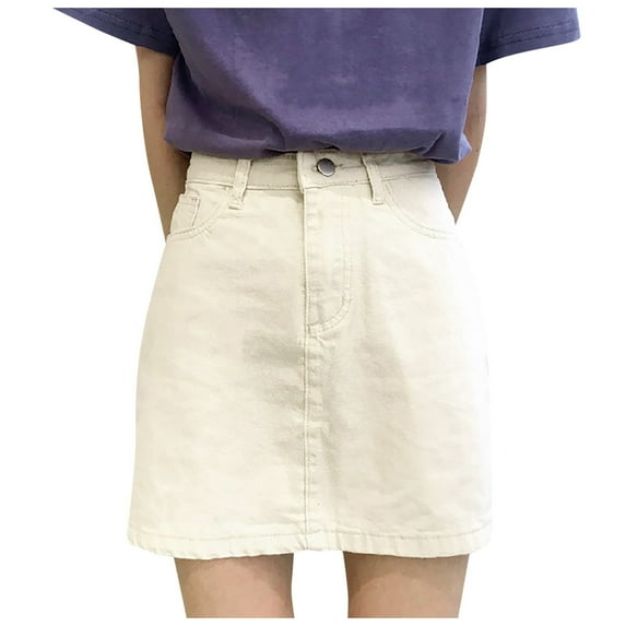 Womens Jeans Ladies Denim Half Length Plus Size Hip Slimming Skirt White Pants Sizes S
