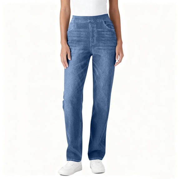 Womens Jeans Leggings for Women Tummy Control High Waisted Jeans Womens Stretchy Straight Leg Denim Pants with Pockets and Zipper Fly