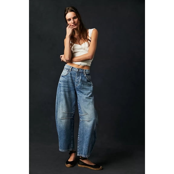 Womens Jeans Pants Wide Leg Barrel Jeans Mid Rise Casual Loose Fit Jeans Summer Pants