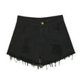 thumbnail image 1 of Womens Jeans Ripped High Waisted Denim Shorts Stretchy Shorts Daily Loose Trendy Delicate Durable Black Pants Sizes M, 1 of 4