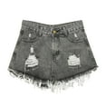 thumbnail image 1 of Womens Jeans Ripped High Waisted Denim Shorts Stretchy Shorts Daily Loose Trendy Delicate Durable Grey Pants Sizes M, 1 of 4