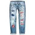 thumbnail image 1 of Womens Jeans Summer And Autumn Independence Day Print Ripped Pants Casual Fashion Jeans, 1 of 4