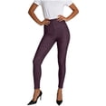 thumbnail image 1 of Womens Jeans Summer Elastic Waistband Solid Color Trendy Workout Gym leggings with pockets Wine S-3XL, 1 of 9