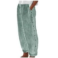 thumbnail image 1 of Womens Jeans Summer Fashion Striped Print Button Casual Versatile Loose Full Green Trousers Sizes M, 1 of 5