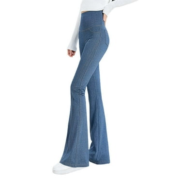 Womens Jeans with Pockets Stretchy High Waisted Slim Fit Sexy Bell Bottoms Jeans Casual Fashion Y2K Long Pants