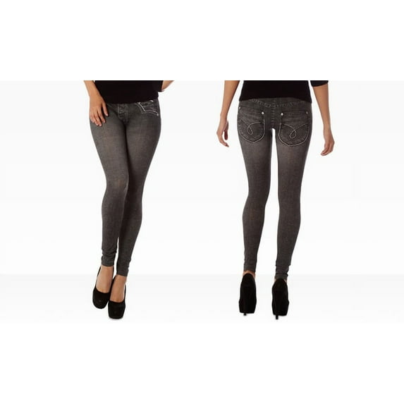 Womens Jeggings (Jean Leggings) - Black Small