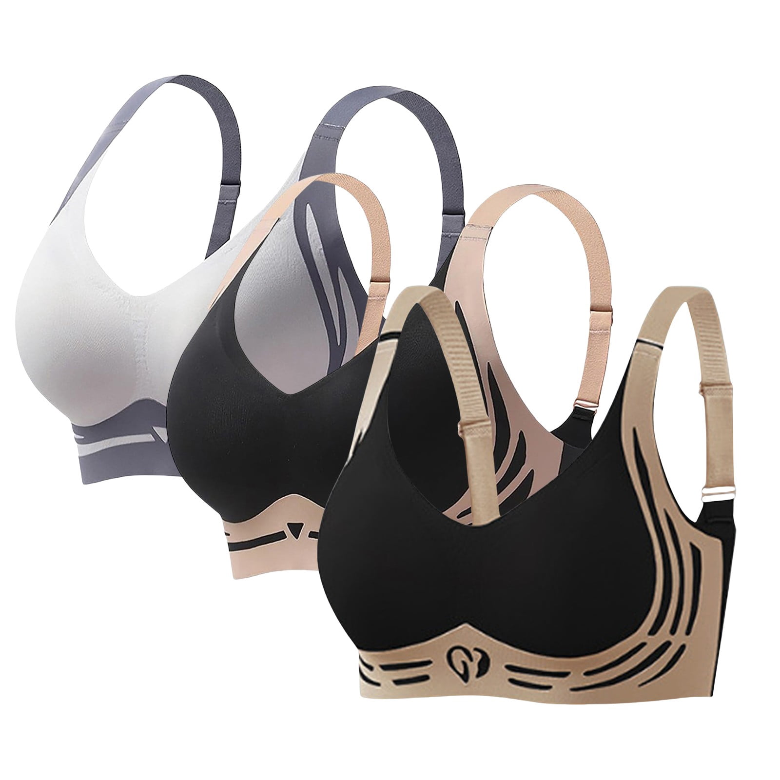 No Coverage Womens Jelly Bra Wireless Seamless Support Full Coverage No Underwire ...