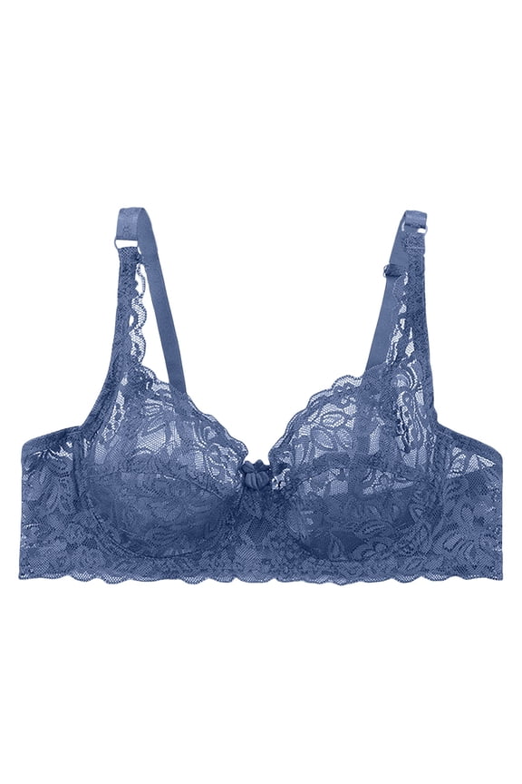 Womens Jelly Bras Full Coverage Bra Women Support And Lift Comfortable Full Support Lift Bra Wireless Bras for Women Push Up No Padding No Back Hooks Lace Floral Bra Bras for Women