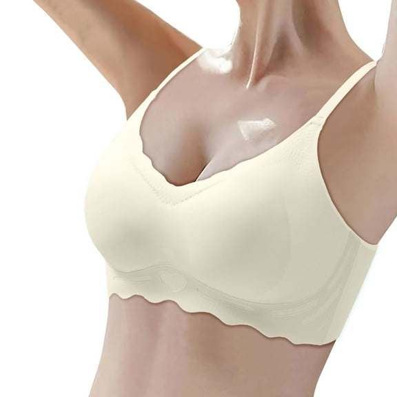 Womens Jelly Bras Full Coverage Thin Wireless Sports Bra for Teens Smooth Side Support Light Comfort No Underwire Loungewear White M
