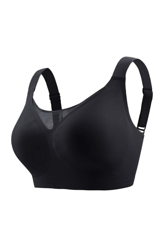 Womens Jelly Bras Full Coverage Wireless Minimizer Smooth Bandeau Bra With Jelly Strips Concealing Side Support Loungewear Black XXXXL