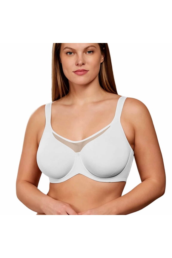 Womens Jelly Bras Plus Size Supportive Seamless Lift Bras Full Coverage Push Up Comfortable Underwire T Shirt Bras,White,44D