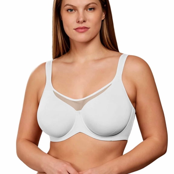 Womens Jelly Bras Plus Size Supportive Seamless Lift Bras Full Coverage Push Up Comfortable Underwire T Shirt Bras,White,44D