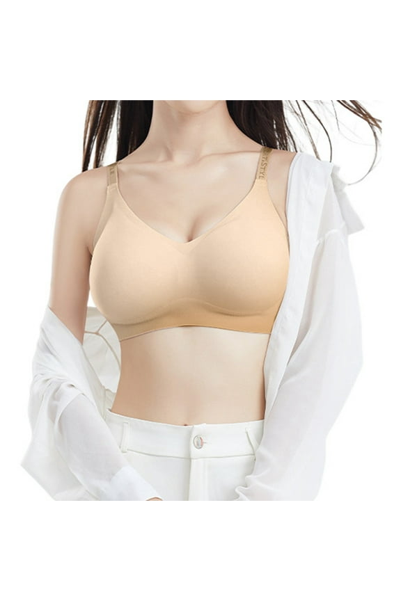 Womens Jelly Bras Push Up Bra for Small Bust Peach Shape Enhancer Smooth Wireless Side Support Waist Defining Loungewear Beige XXL