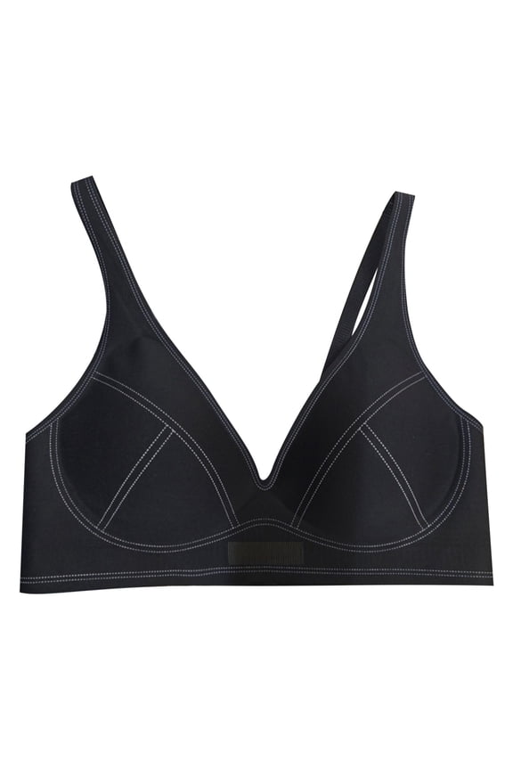 Womens Jelly Bras Push Up Cloud Feel Wireless Bra Soft Support Smooth Side Jelly Strips Comfort for Small Bust Loungewear Black M