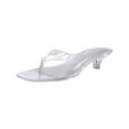 thumbnail image 1 of Womens Jelly Clear Low Heeled Thong Sandals Comfort Slip On Square Toe Transparent Kitten Heel Flip Flops Summer Beach Vacation Travel Casual Daily Slides,38, 1 of 9