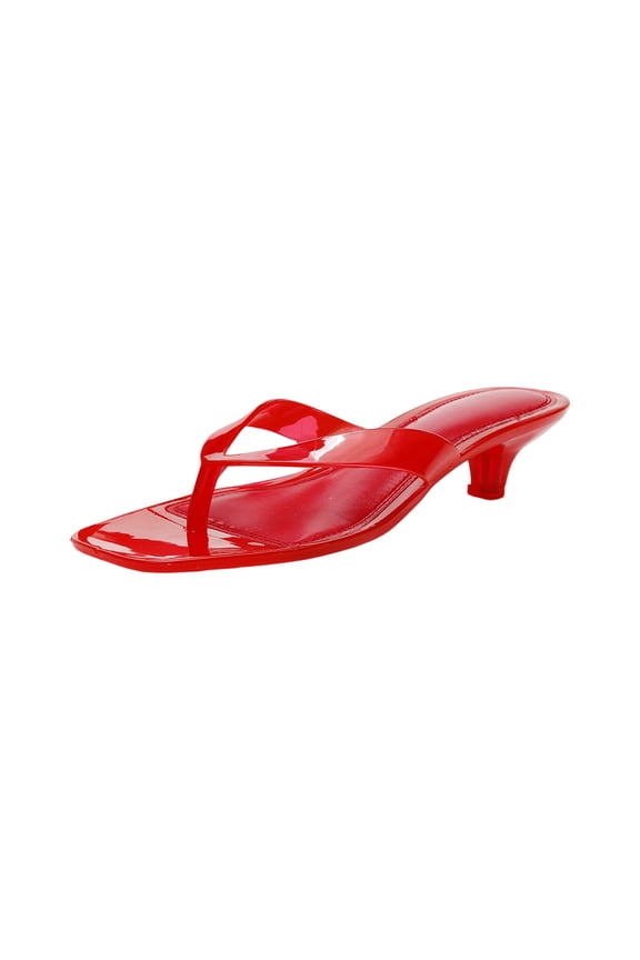 Womens Jelly Clear Low Heeled Thong Sandals Comfort Slip On Square Toe Transparent Kitten Heel Flip Flops Summer Beach Vacation Travel Casual Daily Slides,41