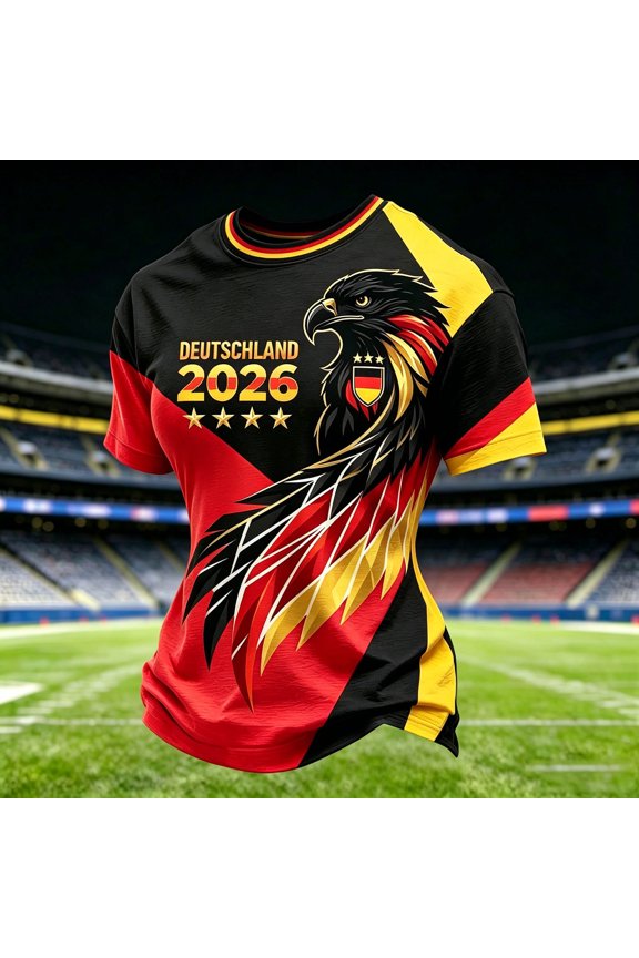 Womens Jerseys Football Shirt Germany Crewneck Short Sleeve Independence Day Graphic Hoodie Tee Casual Hooded Top Patriotic Print Dressy Blouses XS