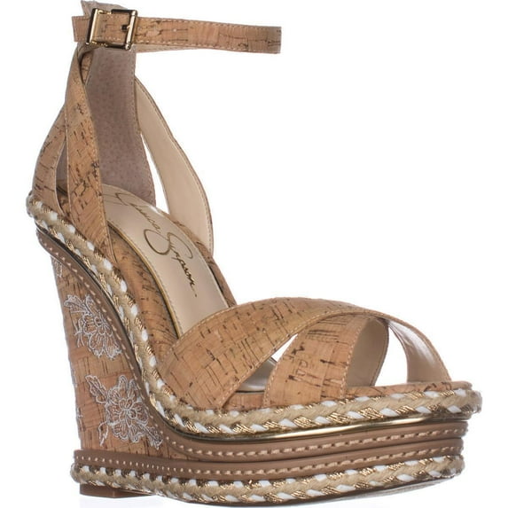 Womens Jessica Simpson Ahnika Wedge Sandals, Natural Cork