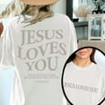 thumbnail image 1 of Womens "Jesus Loves You" Religious - Inspired Graphic Tees Inspirational Print T - shirts With Text & Biblical Reference Design Comfortable Short Sleeve Casual Daily Wear Tops, 1 of 5