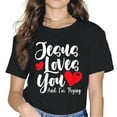 thumbnail image 1 of Womens Jesus Loves You and I'm Trying Shirt Christian Jesus Quote T-Shirt Black Small, 1 of 5