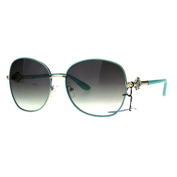 Womens Jewel Arm Hinge Metal Rim Butterfly Diva Sunglasses Mint Smoke