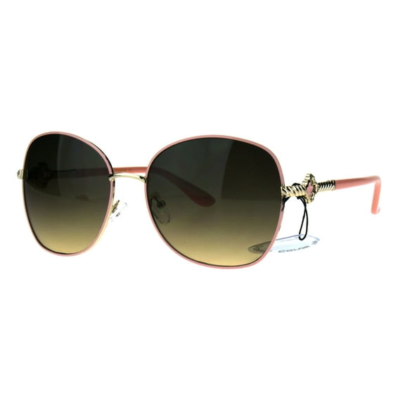 Womens Jewel Arm Hinge Metal Rim Butterfly Diva Sunglasses Peach