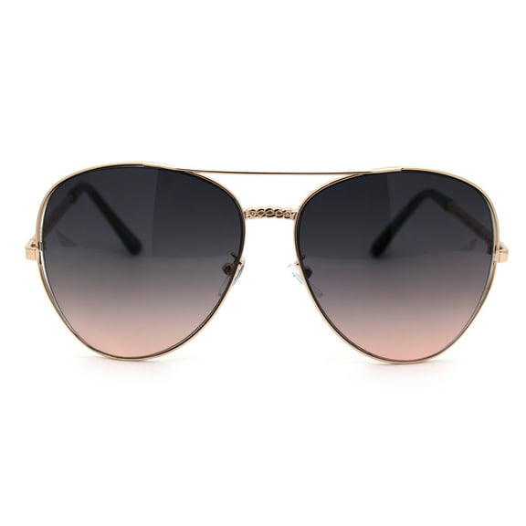 Womens Jewel Chain Arm Exposed Lens Officer Sunglasses Gold Black Pink