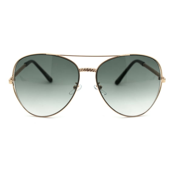 Womens Jewel Chain Arm Exposed Lens Officer Sunglasses Gold Green