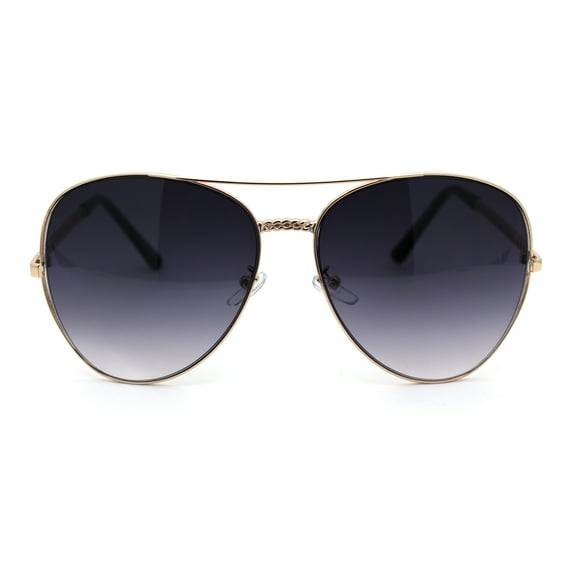 Womens Jewel Chain Arm Exposed Lens Officer Sunglasses Gold Smoke