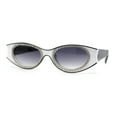 thumbnail image 1 of Womens Jewel Rhinestone Oval Glitter Concave Mid Temple Sunglasses White Black - Smoke, 1 of 4