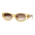 thumbnail image 1 of Womens Jewel Rhinestone Oval Glitter Concave Mid Temple Sunglasses Yellow - Smoke, 1 of 4