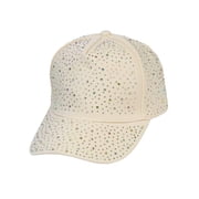 Womens Jeweled Rhinestone Studded Hat - Crystal Gem Bling Baseball Cap, Ivory