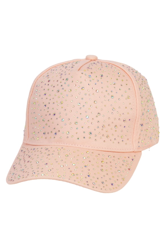 Womens Jeweled Rhinestone Studded Hat - Crystal Gem Bling Baseball Cap, Pink