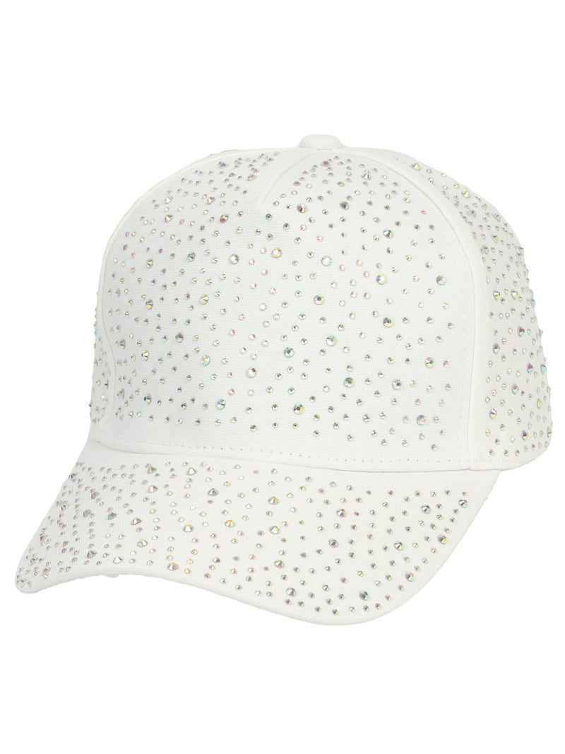 Embellished White & Silver Women\'s Crystal Baseball Cap Top Headwear Women main image 2