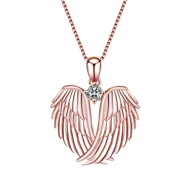 Womens Jewelry-Guardian Angel Wings Pendant Birthstone Necklace