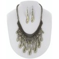 thumbnail image 1 of Womens Jewelry Set Antiqued Silver Tone Chain Fringe Necklace Pierced Dangle Earrings, 1 of 4