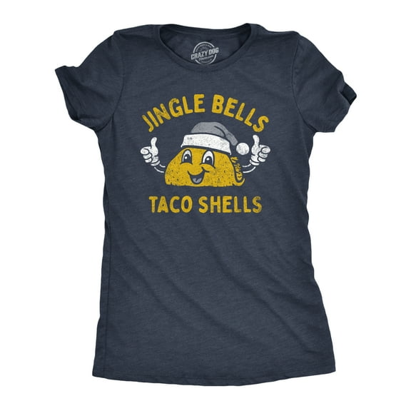 Womens Jingle Bells Taco Shells T Shirt Funny Xmas Season Mexican Food Lovers Tee for Ladies Womens Graphic Tees