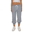 thumbnail image 1 of Womens Jogger Capris Ruffle Drawstring Waist Capris Pants Comfortable Loose Casual Cropped Trousers Gray XXL, 1 of 5