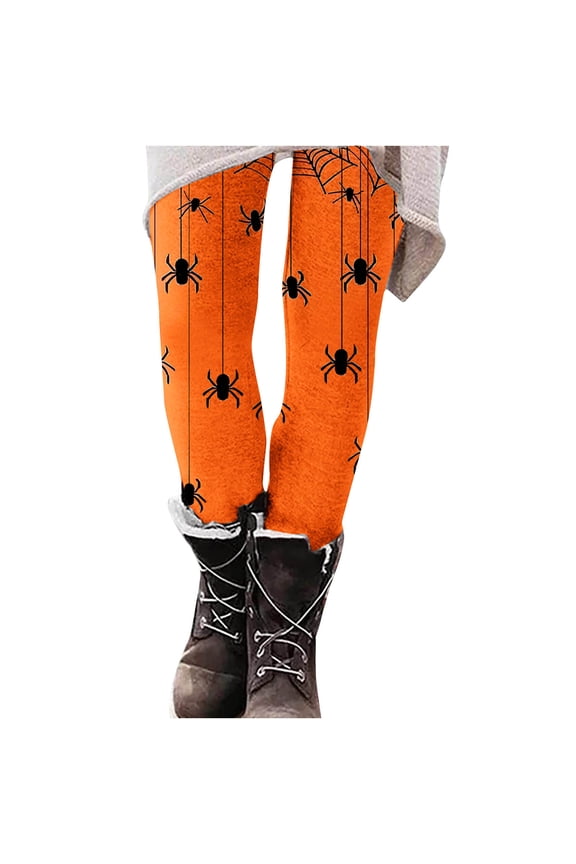 Womens Jogger Pants Leggings for Women Halloween High-Waisted Funny Graphic Daily Pants for Gym Fall Clothes S-129 Orange 3XL