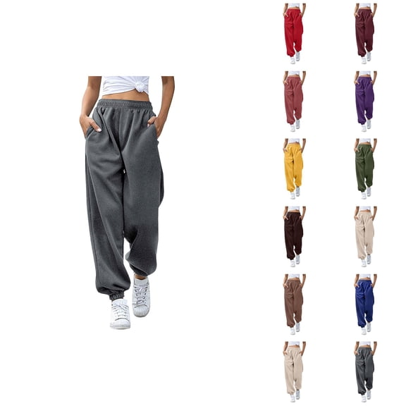 Womens Jogger Sweatpants 2026 Fashion Elastic High Waist Breathable Relaxed Fit Sweat Pants with Pockets Trousers