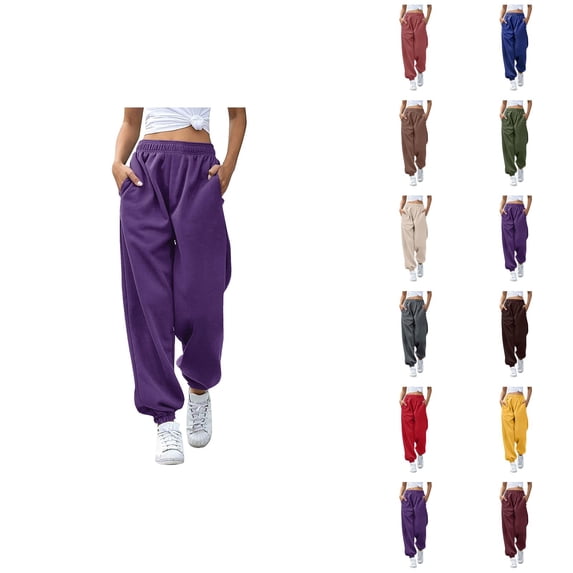 Jogger Sweatpants Women 2026 Trendy Elastic High Waist Relaxed Fit Breathable Sweat Pants with Pockets Trousers