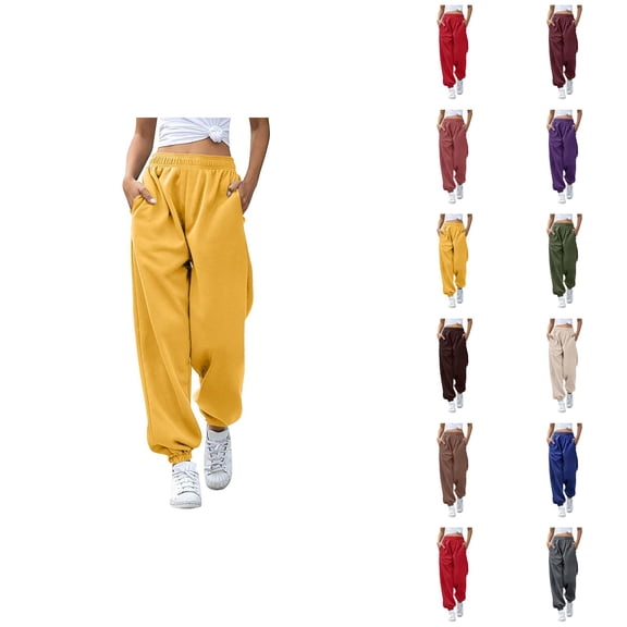 Womens Jogger Sweatpants 2026 Fashion Elastic High Waist Breathable Relaxed Fit Sweat Pants with Pockets Trousers
