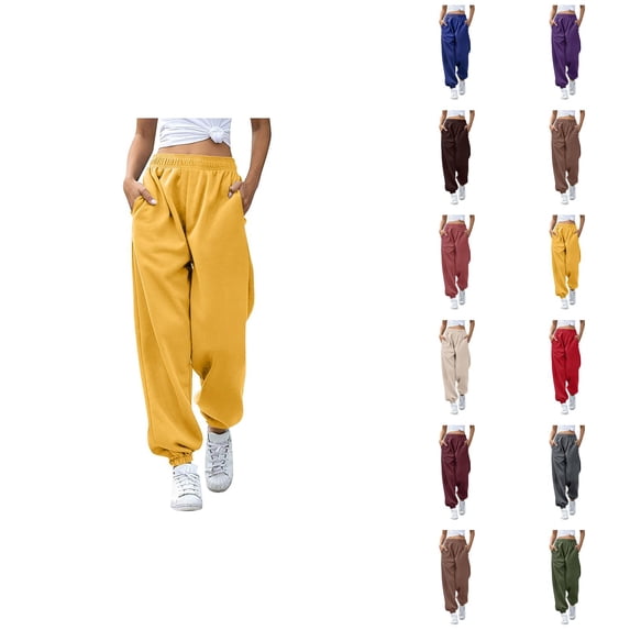 Womens Jogger Sweatpants 2026 Trendy Elastic High Waist Breathable Relaxed Fit Sweat Pants with Pockets Trousers