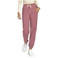 thumbnail image 1 of Womens Joggers, Striped Print Joggers for Women Drawstring Elastic Waist Pajama Bottom Casual Long Pants with Pockets Loungewear, 1 of 6