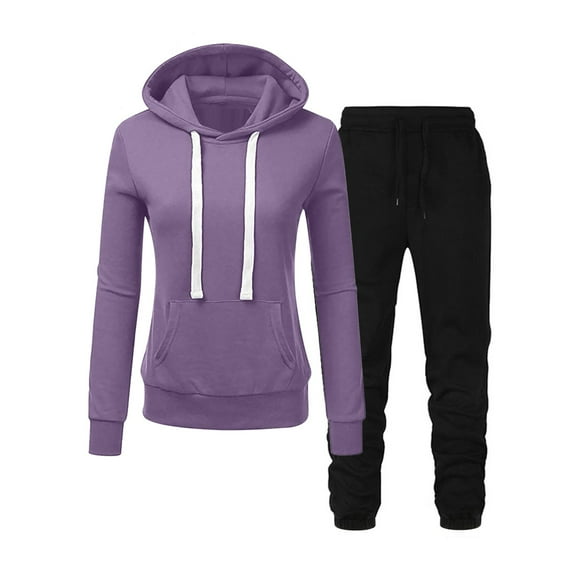 Womens Joggers Sweatsuits Sets 2 Piece Fleece Lined Long Sleeve Sweatshirts Sweatpants Casual Outfits with Pockets Hooded Workout Tracksuits