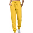 thumbnail image 1 of Womens Joggers with Pockets High Waisted Sweatpants Comfy Elastic Waist Jogging Pants Sweat Pants Yellow M, 1 of 4