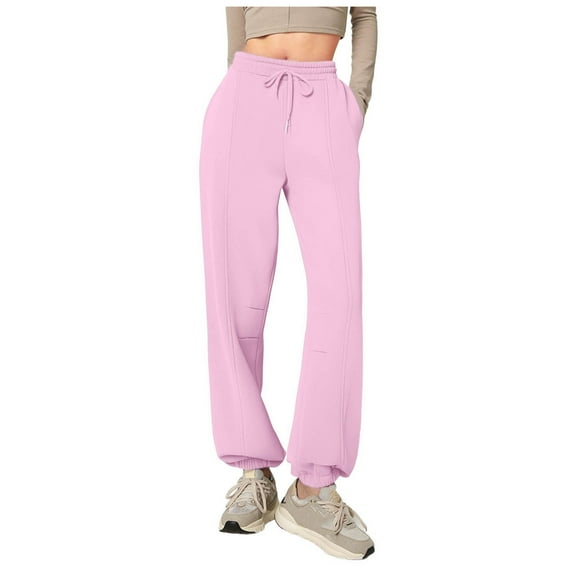 Womens Jogging Pants Casual Stretch Loose Sweatpants with Pocket Elastic Waist Long Pants Solid Color Trousers for Outdoor Workout Running